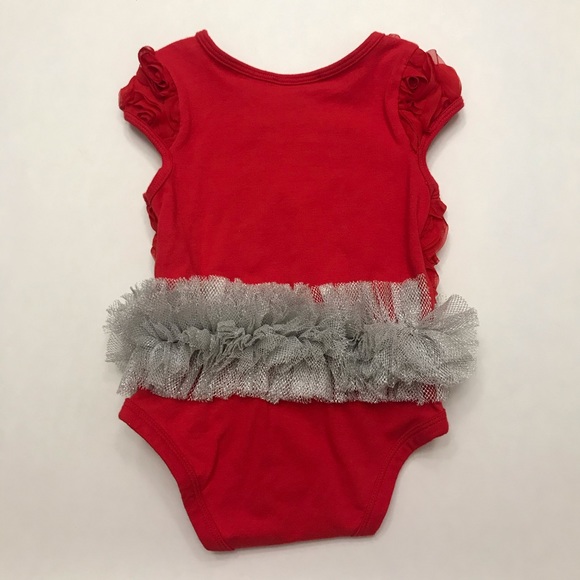 Popatu 6-9 Months Ruffled Bodysuit Red Silver Valentine’s Day - Picture 4 of 5